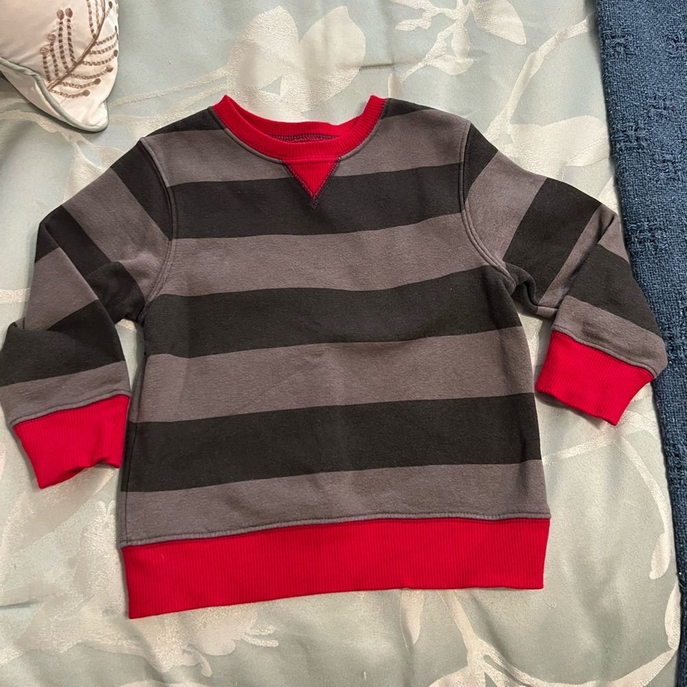 Jumping beans 2T grey and black stripes with red sweatshirt toddler boys